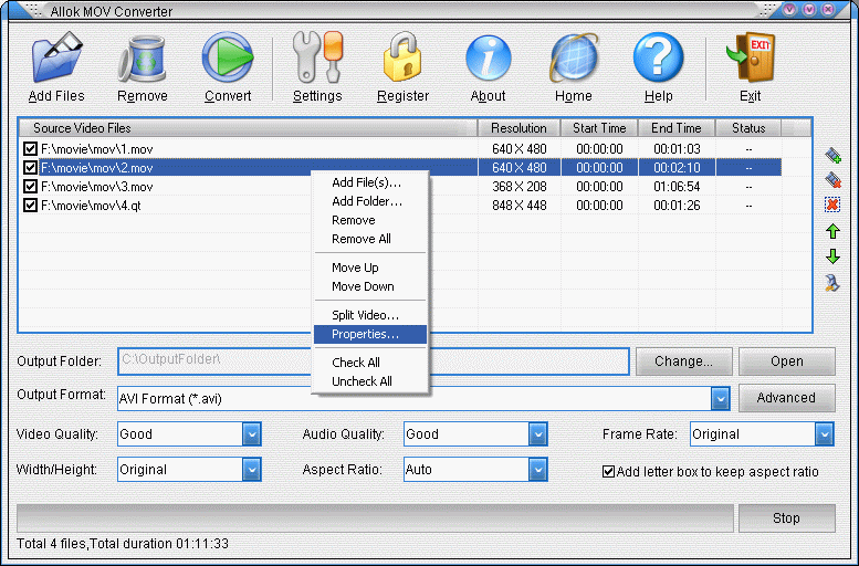 Allok MOV Converter 4.6.0529 software screenshot