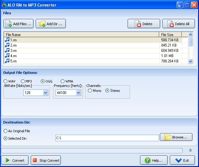 Alo RM to MP3 Converter for tomp4.com 5.0 software screenshot