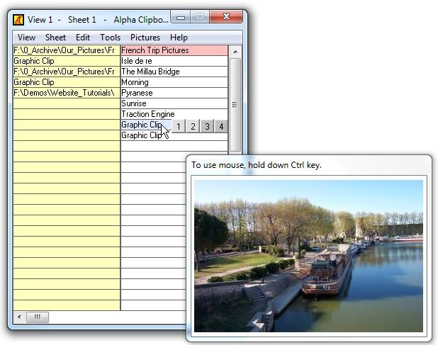 Alpha Clipboard 4.04 software screenshot