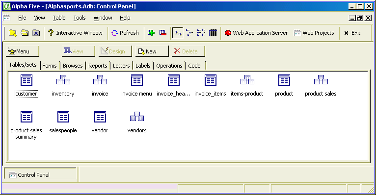Alpha Five 7.0 software screenshot