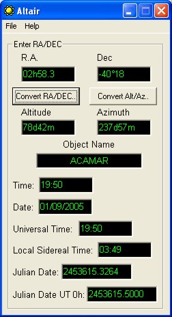 Altair 2.0 Rev.5 software screenshot