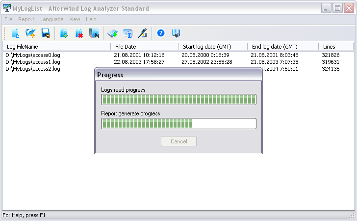 AlterWind Log Analyzer Standard 4.0 software screenshot