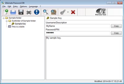 Alternate Password DB 2.340 software screenshot