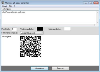 Alternate QR Code Generator 1.740 software screenshot