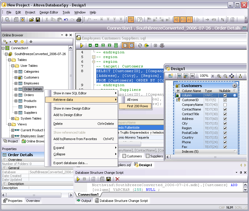 Altova DatabaseSpy Professional Edition 2017 SP2 software screenshot