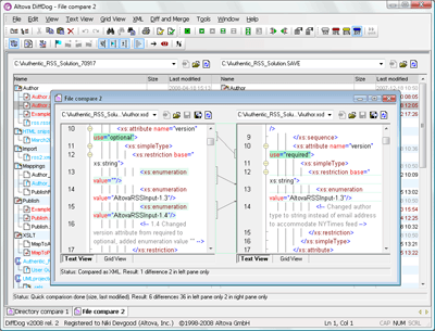 Altova DiffDog Enterprise Edition 2015.3 SP 1 software screenshot