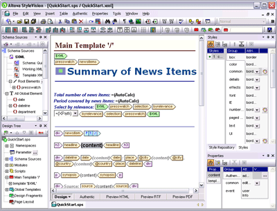 Altova StyleVision Enterprise Edition 2011 software screenshot