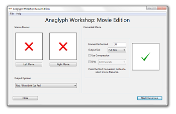 Anaglyph Workshop Movie Edition 1.7.0 software screenshot