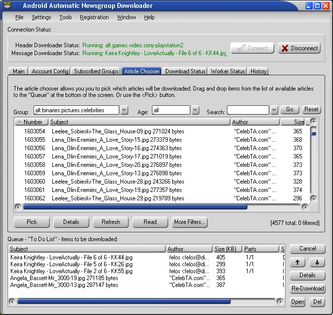 Android Newsgroup Downloader 6.2 software screenshot
