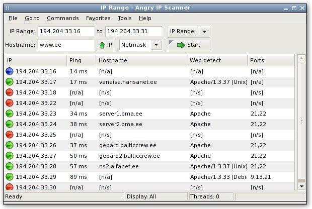 Angry IP Scanner 3.4.1 software screenshot