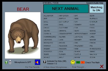Animals For Kids (SR) 1.3 software screenshot