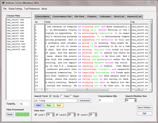 AntConc 3.4.4w software screenshot