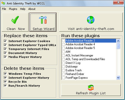 Anti Identity Theft 12.0 software screenshot