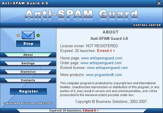 Anti-SPAM Guard 4.0 software screenshot