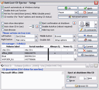 Anti-lost CD Ejector Lite 2.2 software screenshot