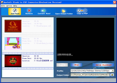 AnvSoft Flash to PSP Converter for tomp4.com 5.0 software screenshot