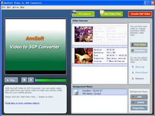 AnvSoft Video to 3GP Converter 1.50 software screenshot