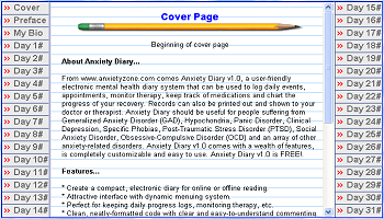 Anxiety Diary 1.0 software screenshot