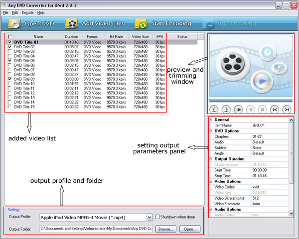 Any DVD Converter for iPod 3.62 software screenshot