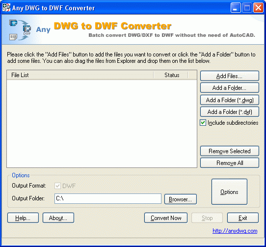 Any  DWG to DWF Converter 2010.5 software screenshot
