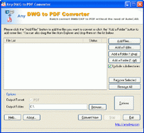 Any DWG to PDF Converter 2009 2010 software screenshot
