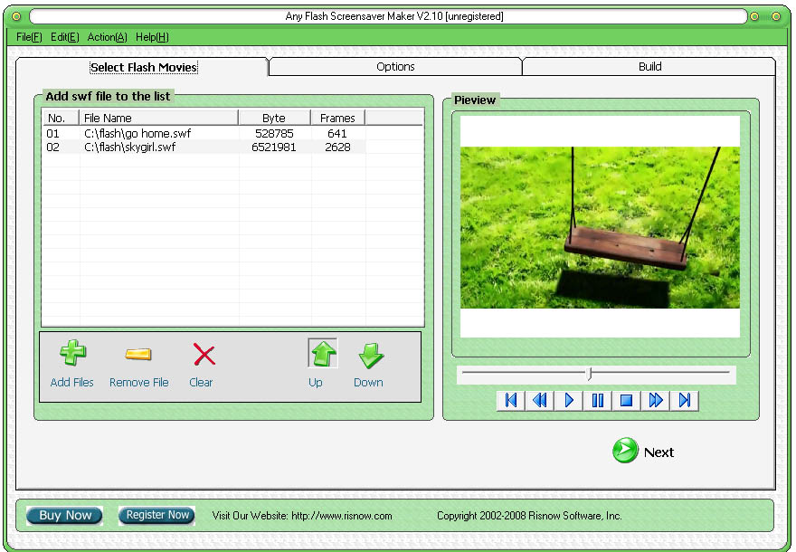Any Flash Screensaver Maker 2.50 software screenshot