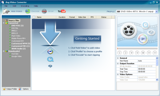 Any Video Converter Freeware 3.31 software screenshot