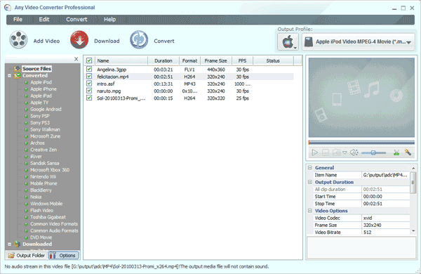 Any Video Converter Pro 5.8.0 software screenshot