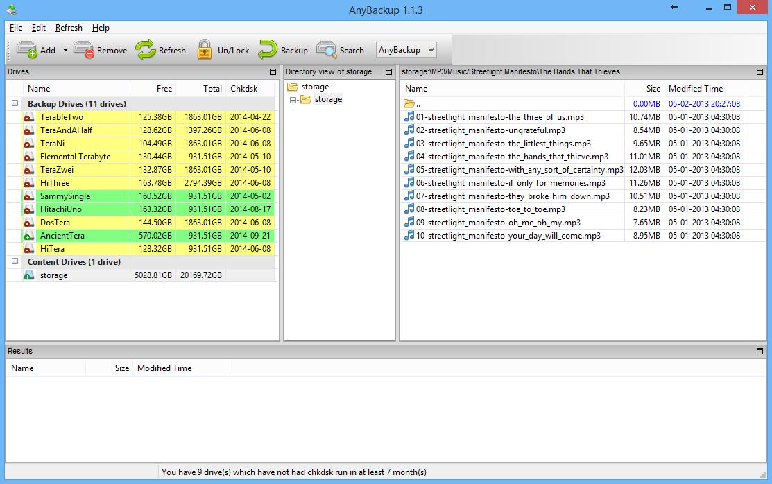 AnyBackup 1.1.7 software screenshot