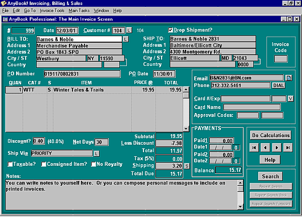 AnyBook Classic 2: Publishing Business 8.37 software screenshot