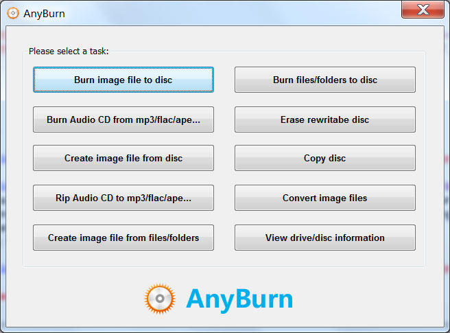 AnyBurn 3.6 software screenshot