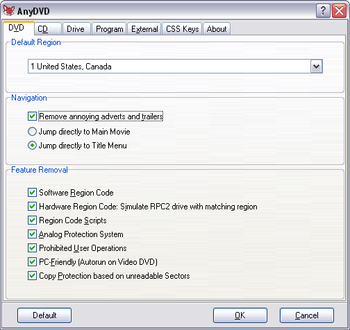AnyDVD 8.1.4.0 software screenshot