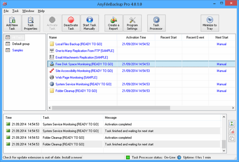 AnyFileBackup Pro 4.5.6.0 software screenshot