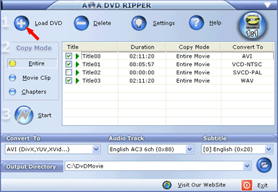 AoA DVD Ripper 5.5.7 software screenshot
