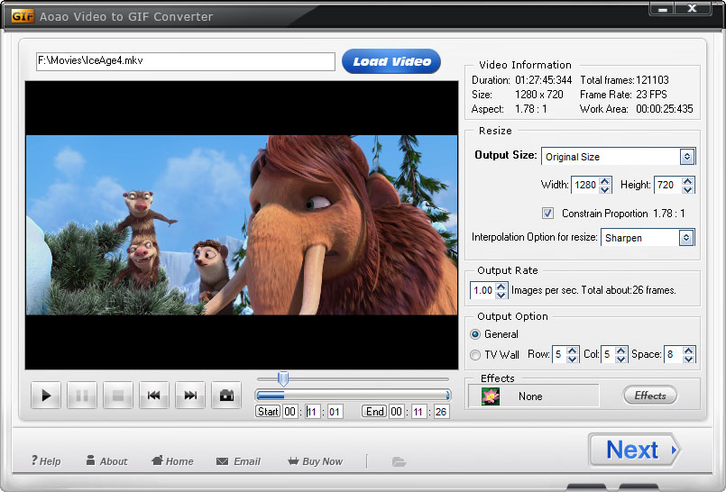 Aoao Video to GIF Converter 4.3 software screenshot