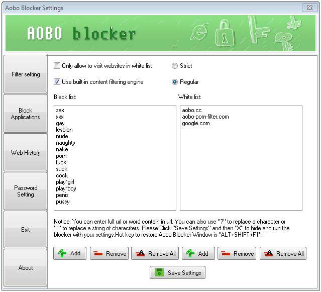 Aobo Filter 4.01 software screenshot
