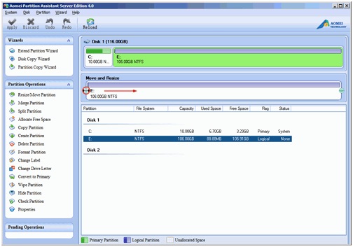Aomei Partition Assistant Server Edition 6.3 software screenshot