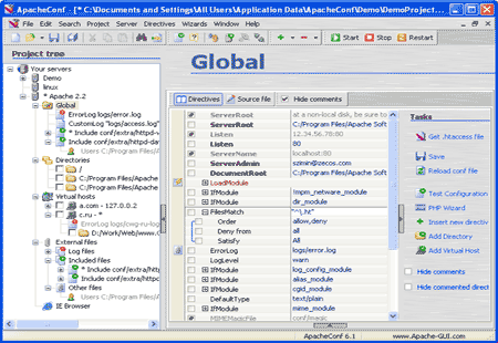 ApacheConf Pro 7.3 software screenshot