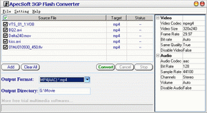 ApecSoft 3GP Flash Converter V1.33 software screenshot