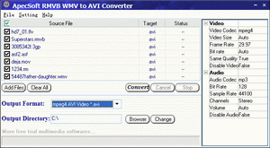 ApecSoft RMVB WMV to AVI Converter 2.10 software screenshot