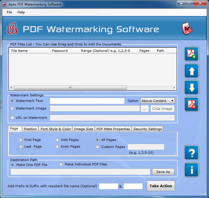 Apex PDF Watermarking Software 2.3.8.2 software screenshot