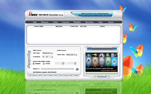 Apex RM RMVB Converter 8.12 software screenshot