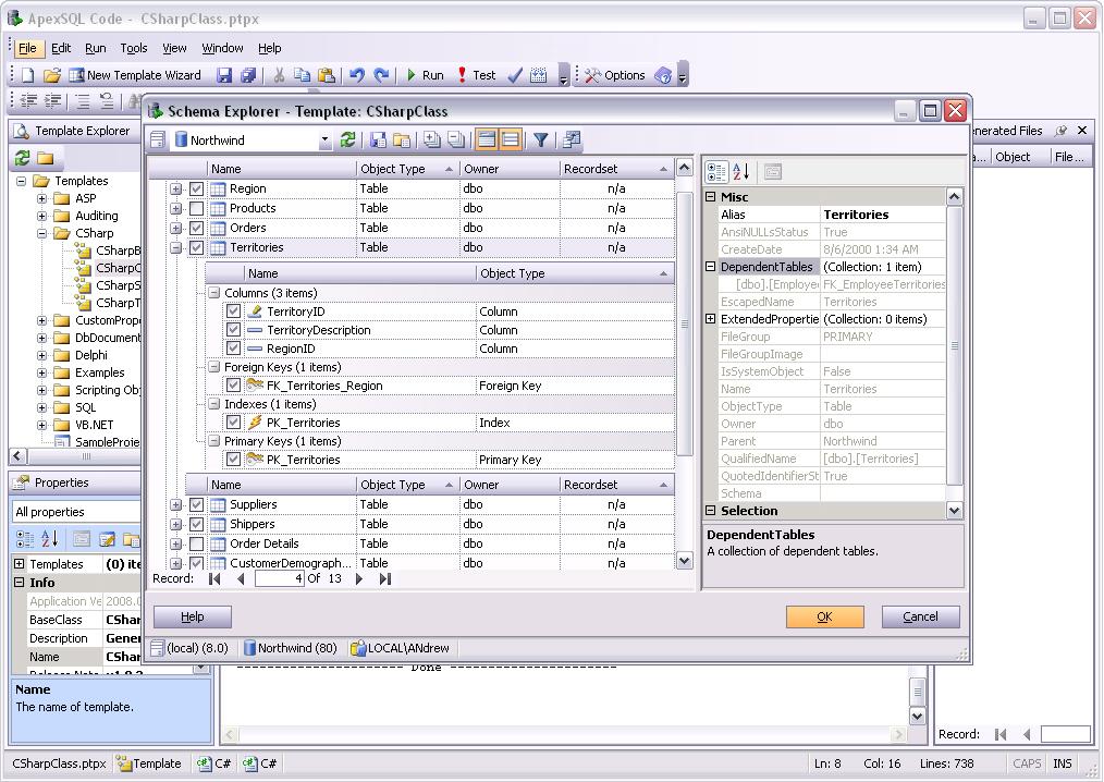 Apex SQL Code 2008.05 software screenshot