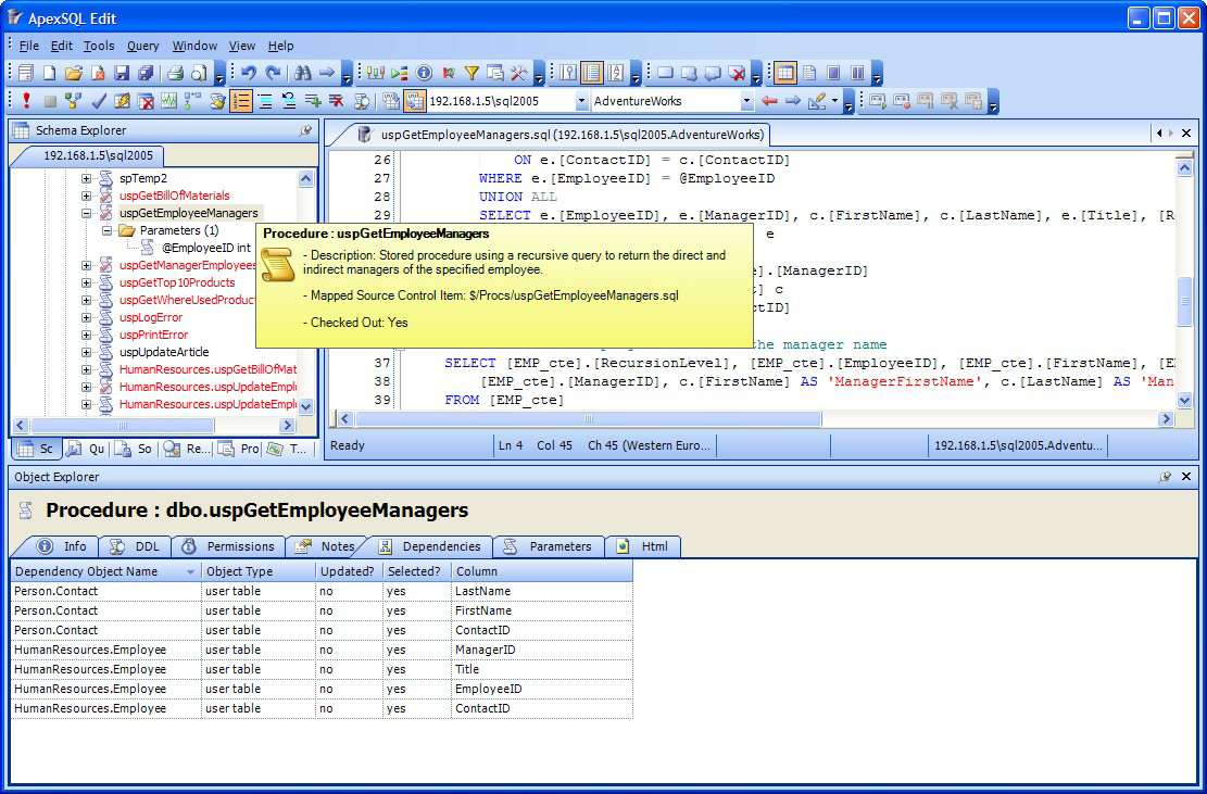 Apex SQL Edit 2011.02.0183 software screenshot