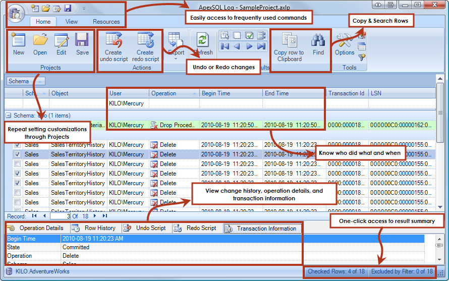 Apex SQL Log 2011.03.1092 software screenshot