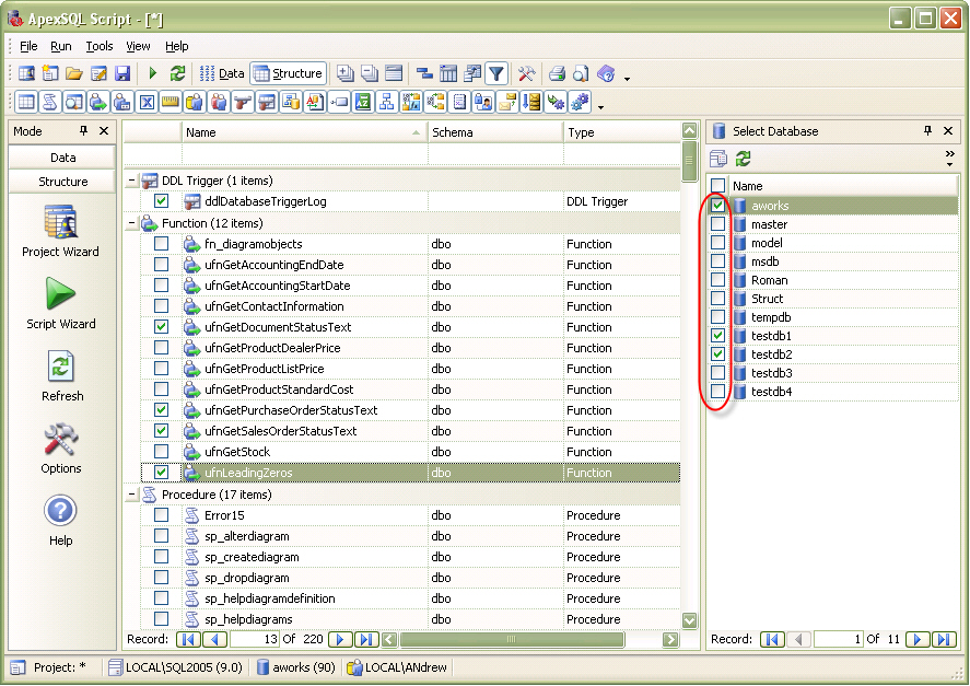 Apex SQL Script 2008.03 software screenshot