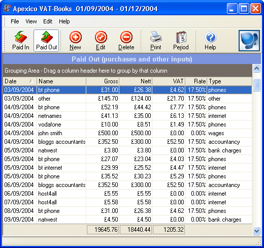 Apexico VAT-Books 1.5.2 software screenshot
