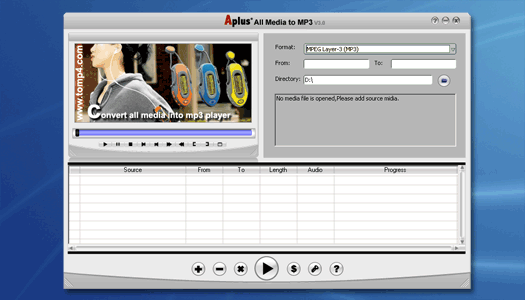 Aplus All Media to MP3 Converter 13.06 software screenshot