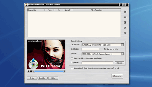 Aplus MOV to DVD Creator 6.68 software screenshot