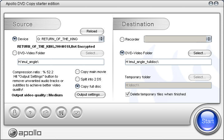 Apollo DVD Copy 4.8.47 software screenshot